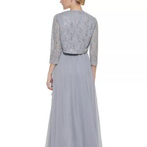 Jessica Howard Embellished Jacket & Ruffled Gown Size 14P